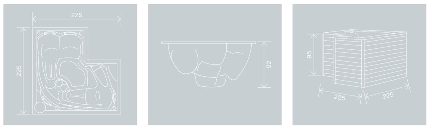 Medidas COMBI SPA con y sin mueble Croquis con las medidas del COMBI SPA. Largo, ancho y alto.
