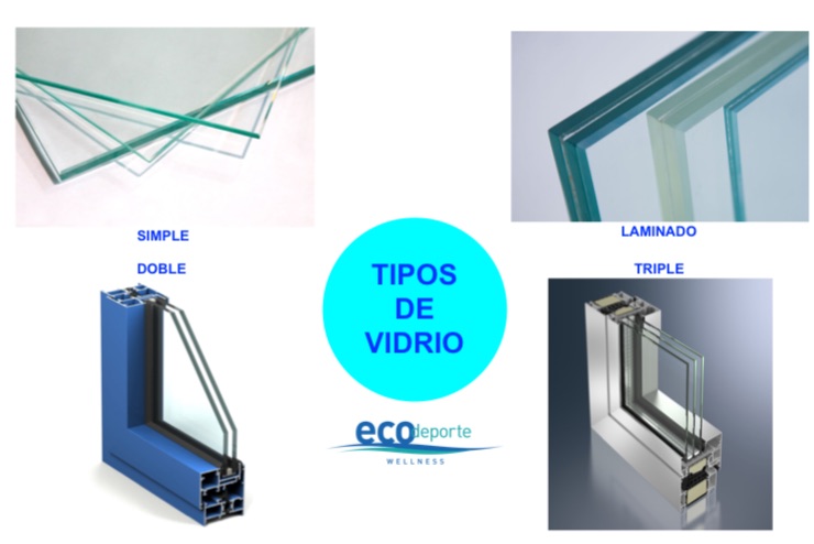 Gran variedad para los cerramientos acristalados con vidrio. Muestras de acristalamiento con distintos tipos de vidrio: securizado, laminado, doble, triple.