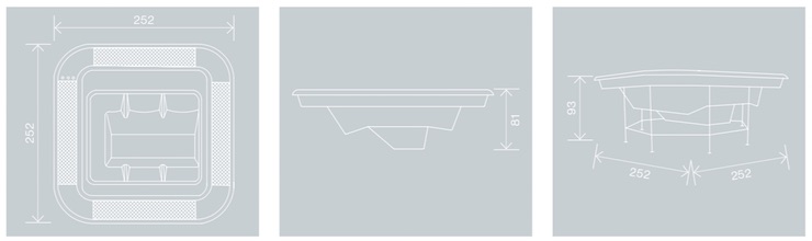 Medidas Jacuzzi spa DIVAN sin mueble Croquis con las medidas del Jacuzzi spa DIVAN. Largo, ancho y alto.