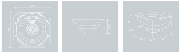 Medidas Jacuzzi spa RONDO sin mueble Croquis con las medidas del Jacuzzi spa RONDO. Largo, ancho y alto.
